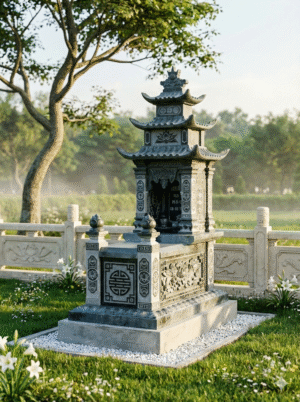 Mộ đá xanh nguyên khối cao cấp 2026