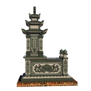 Mộ đá xanh rêu ba mái chạm khắc tinh xảo, đẹp mắt và bền bỉ
