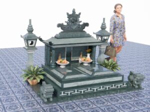 Hình ảnh Mộ Đôi Đá Xanh Nguyên Khối, sản phẩm đá mỹ nghệ phong thủy