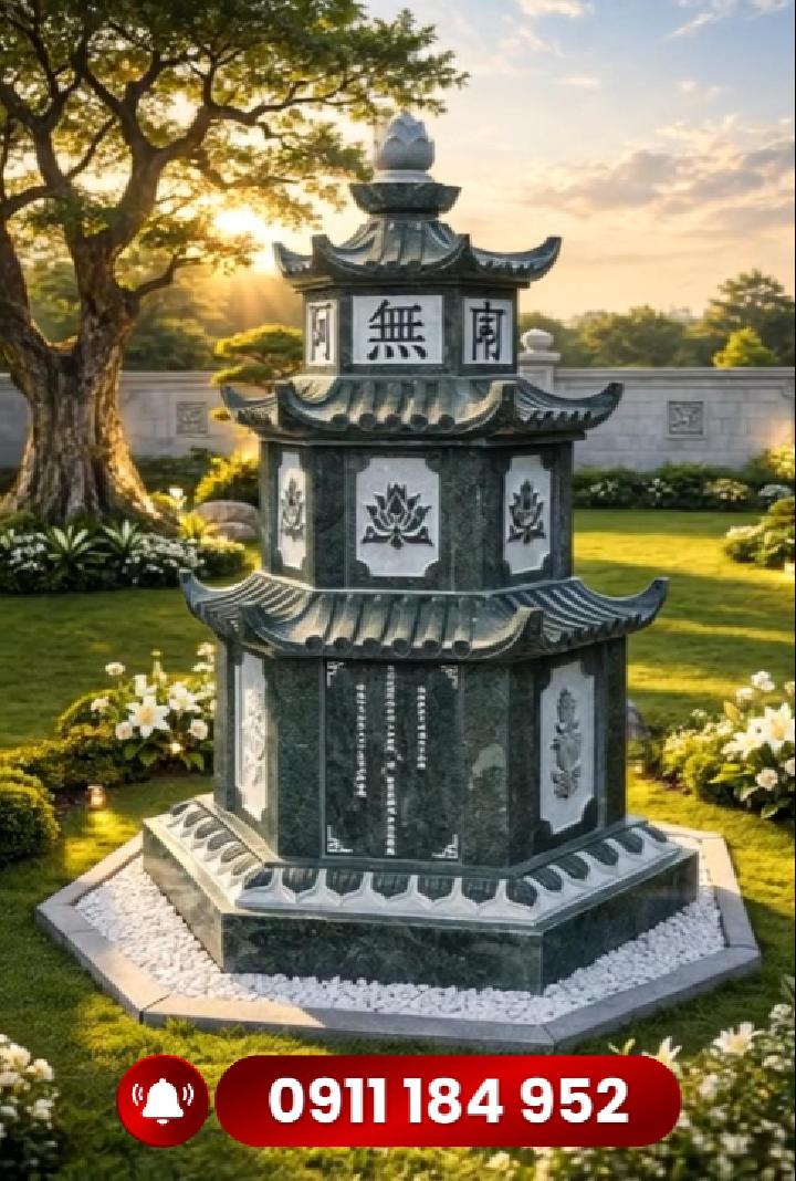 tháp đá phong thủy bằng đá tự nhiên bền đẹp