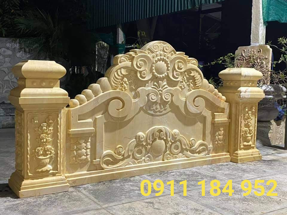 Bình Phong Đá Vàng Bình Phong Đá Vàng - Sản phẩm đá mỹ nghệ phong thủy cao cấp - mẫu 2