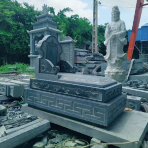 Mộ Tam Cấp Đá Xanh Rêu - Mộ Đá phong thủy đẹp tại Ninh Bình