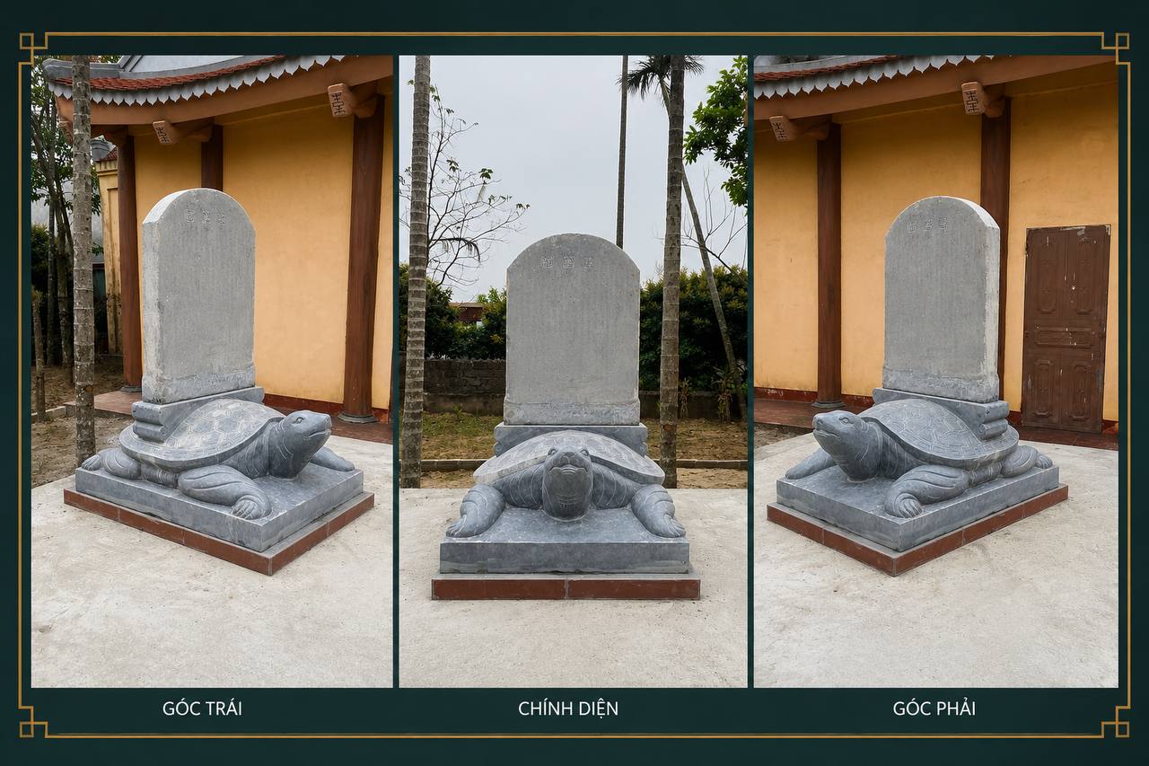 Rùa đá đội bia đá xanh đen 97x60x147 cm, khắc chữ theo yêu cầu Rùa đá đội bia bằng đá xanh đen, có bia khắc chữ theo yêu cầu, kích thước 97x60x147 cm - ảnh 1