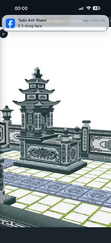 Mộ đá 3 mái đá xanh rêu hoa văn sen hoá 500 x 500 x 90 cm Mộ đá 3 mái bằng đá xanh rêu, hoa văn sen hoá, kích thước 500x500x90 cm - ảnh 1